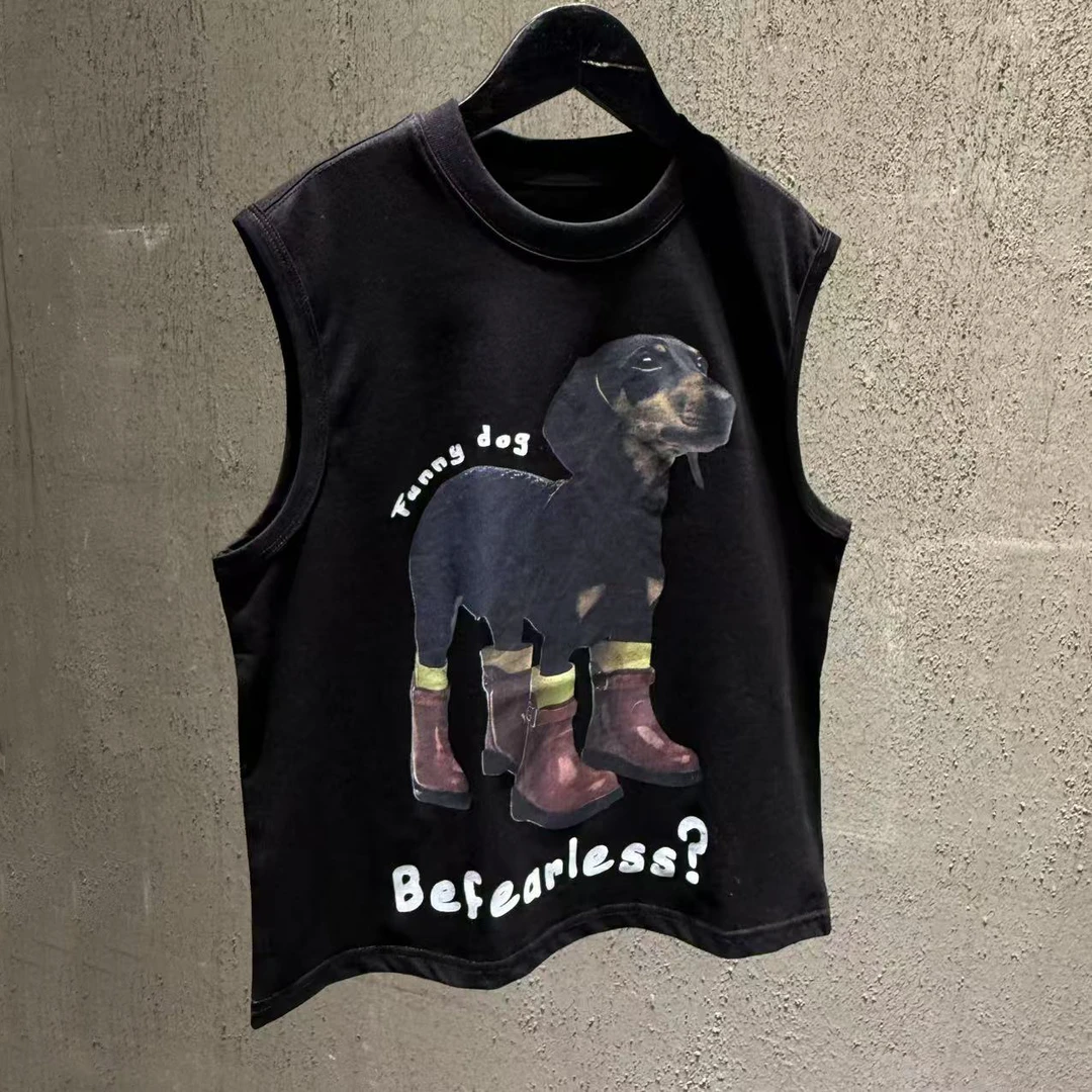 【元素kids】韩国儿童时尚无袖夏季新款纯棉数码印花狗狗