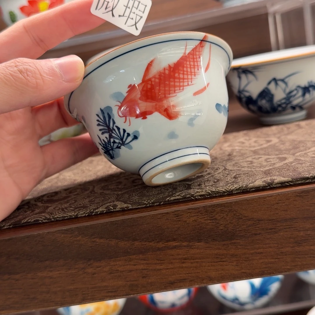 釉下手绘茶具微瑕