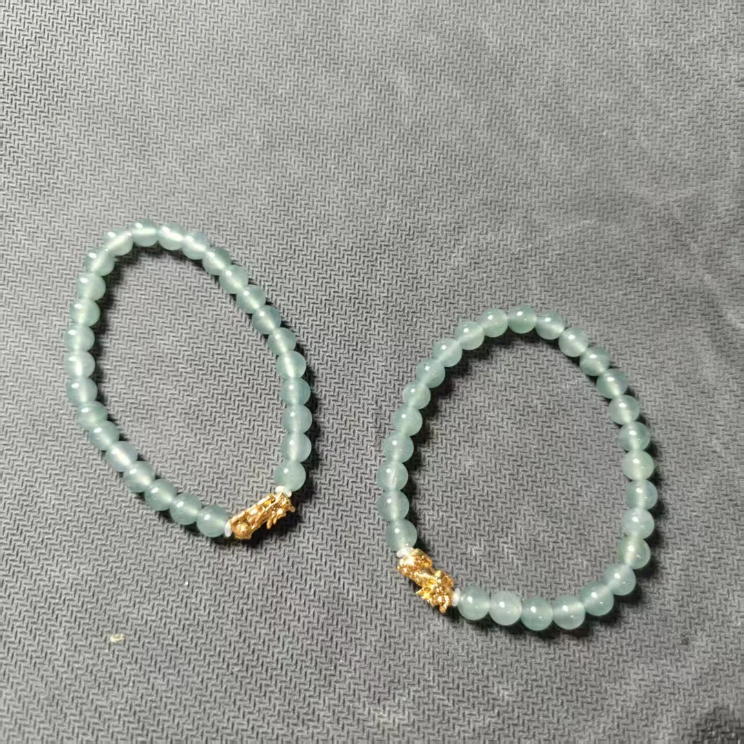 373197T02-3A70-翡翠手串-18K金貔貅-5+mm-多样性/发一件