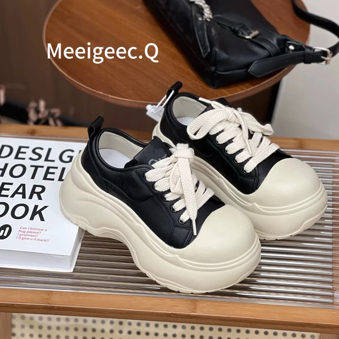 SUSU 厚底老爹鞋爆款百搭轻便系带增高松糕休闲板鞋210-71四前中3