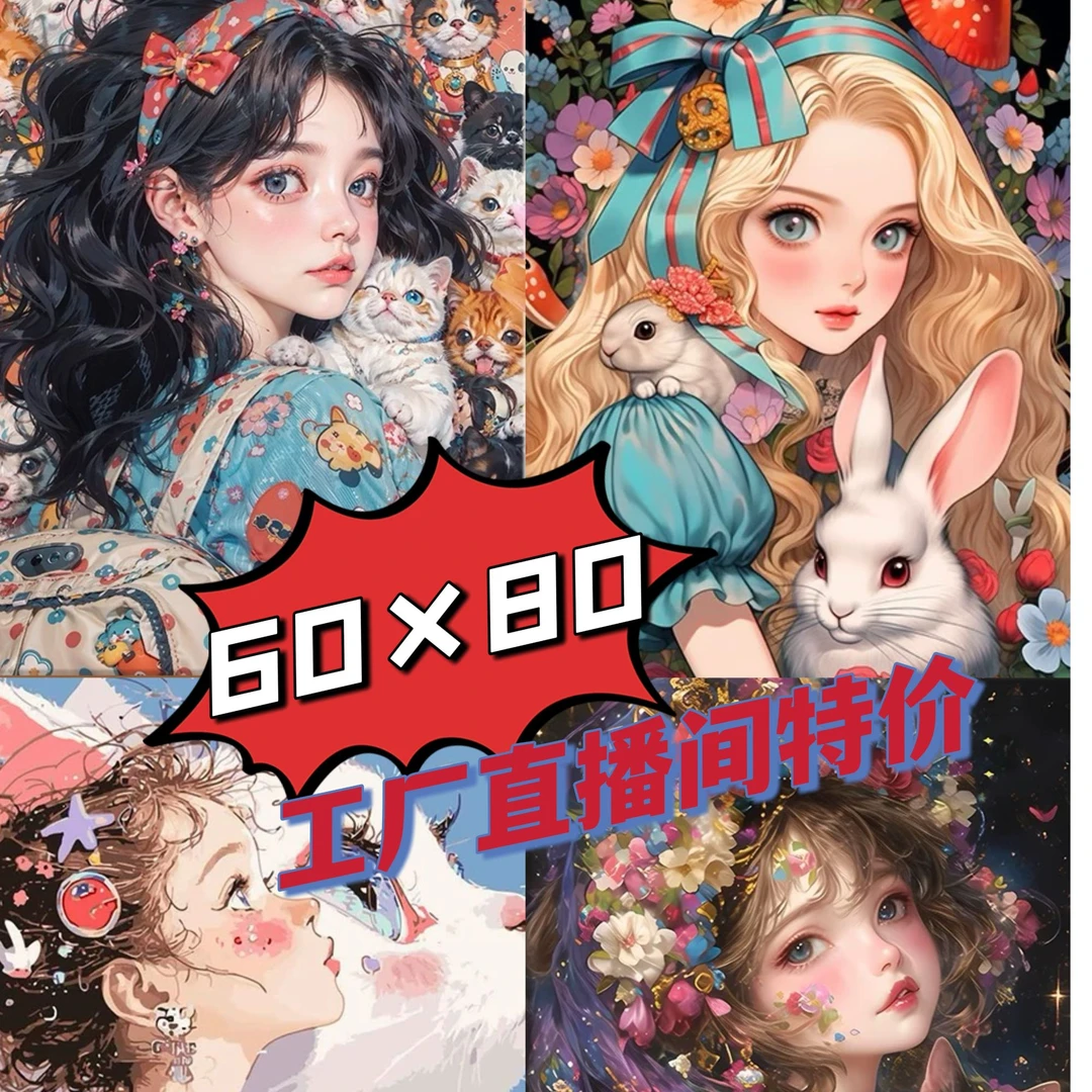 F直播间【60*80cm】数字油画工厂捡漏内框带背板&画布可选diy丙烯画