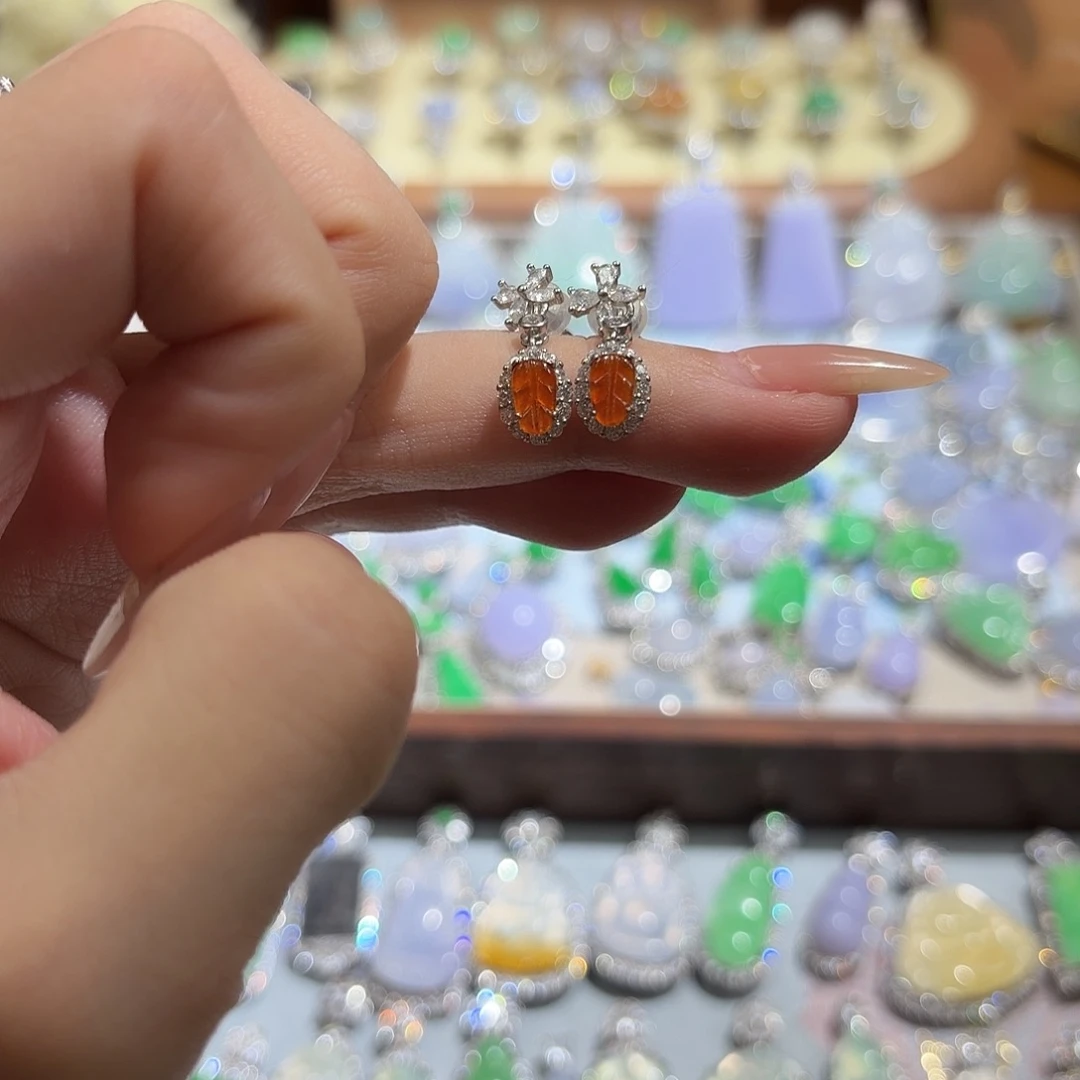 翡翠银S925镶嵌耳坠