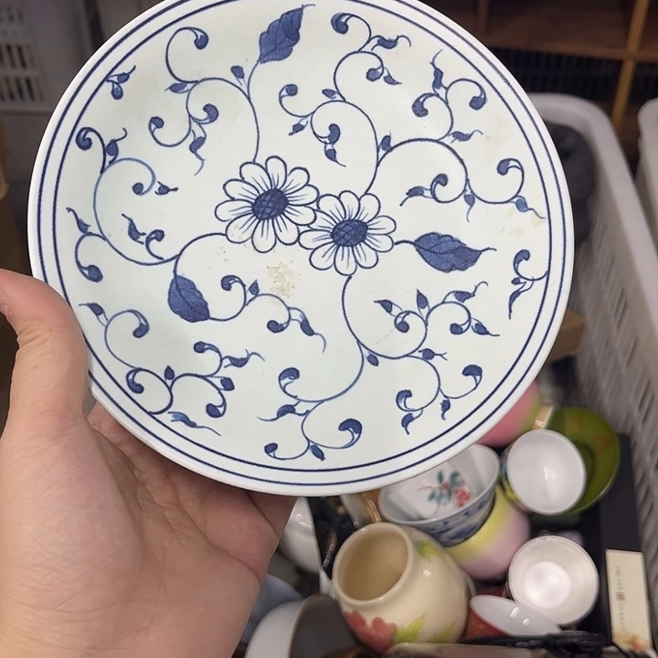 微瑕青花洒金手绘青花鱼