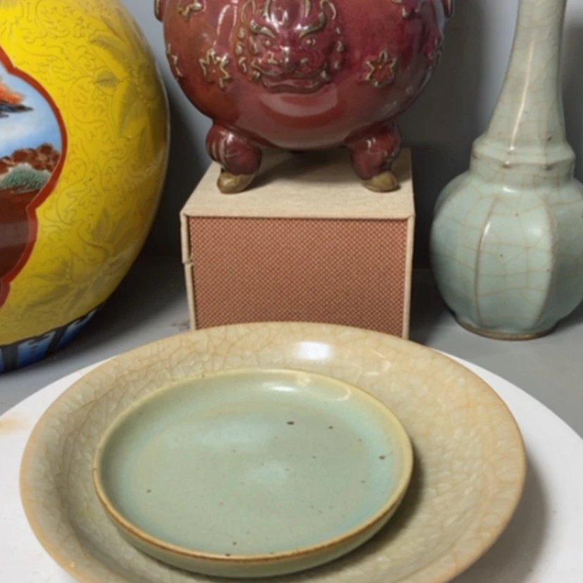 【闪购商品】钧窑汝瓷放**搏汝瓷盘子一个