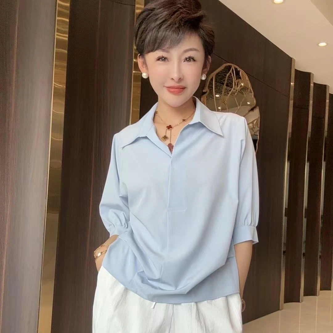 【露染絮语】洋气翻领衬衫 25011