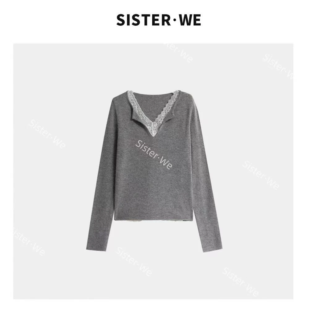 【no退no换】薇姐【云涧蕾丝】Sister·We温柔V领蕾丝拼接针织衫 6020