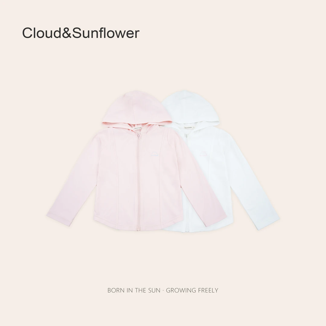 女童春季云朵小标休闲连帽卫衣252303