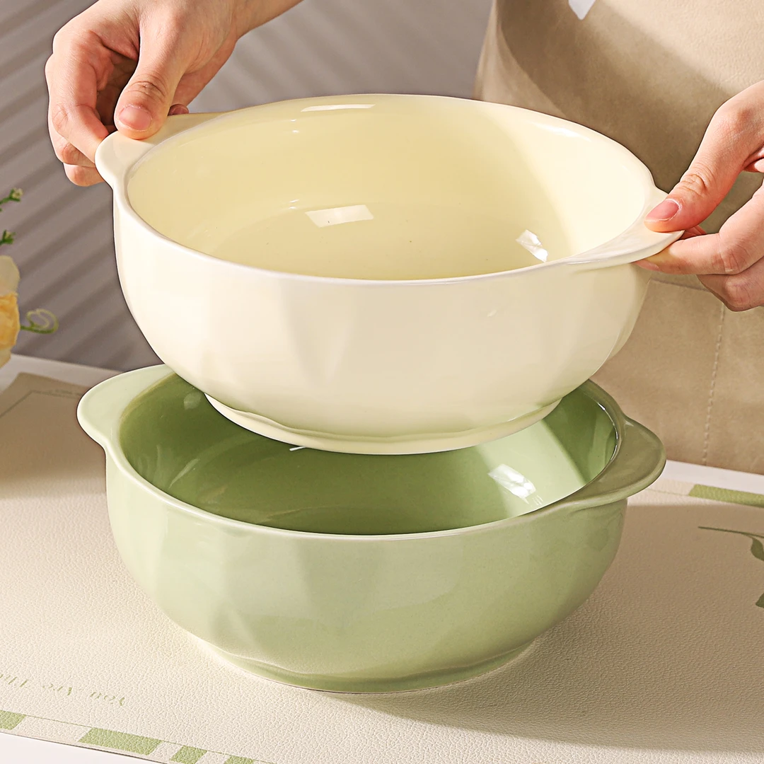 川岛屋双耳汤碗大号家用2025新款高颜值面碗陶瓷大碗泡面碗盛汤盆