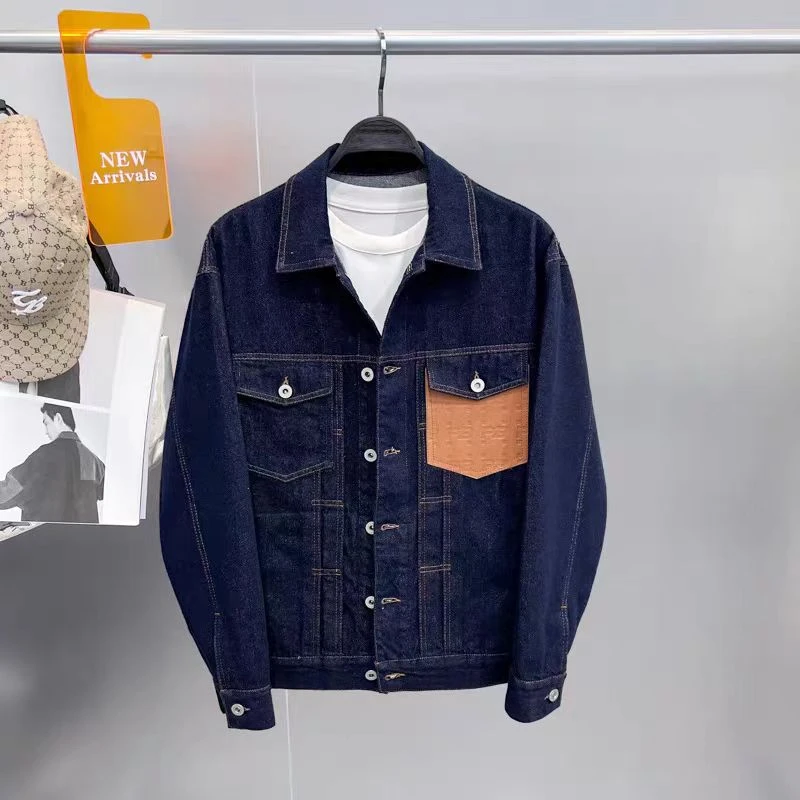 R-46 早秋新款潮牌撞色拼接翻领夹克外套 SS002