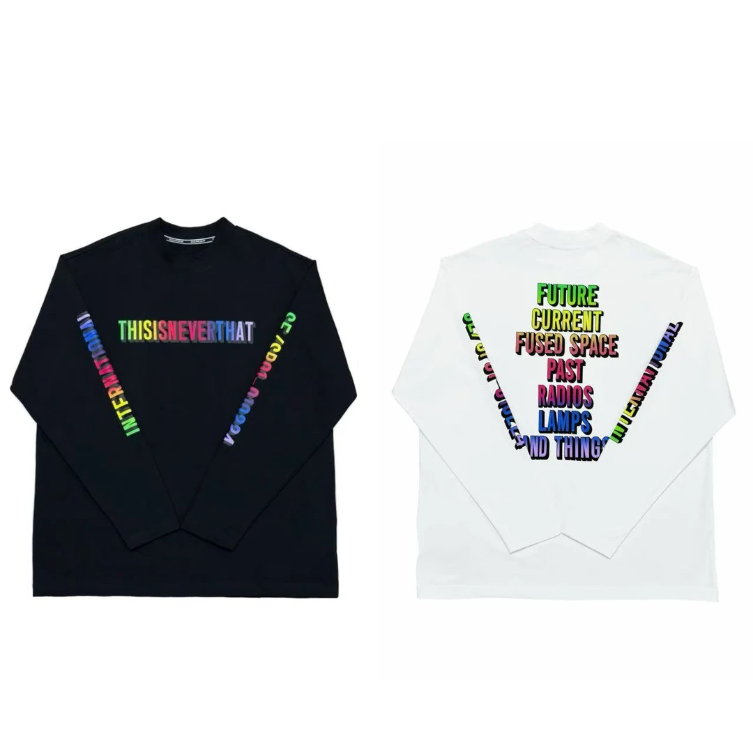 [MQ]黑白两色后背彩色字母印花时尚百搭长袖儿童体恤( 春日满满 )