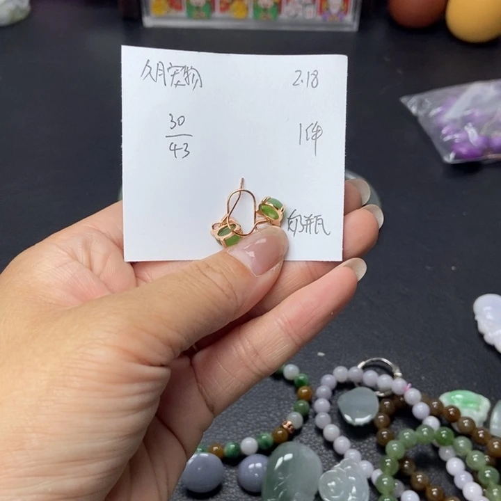 和田玉耳饰银S925镶嵌久**物