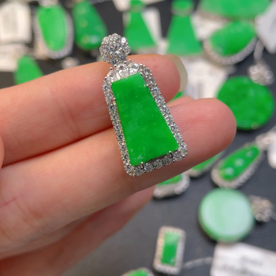 翡翠银S925镶嵌吊坠(不含链)