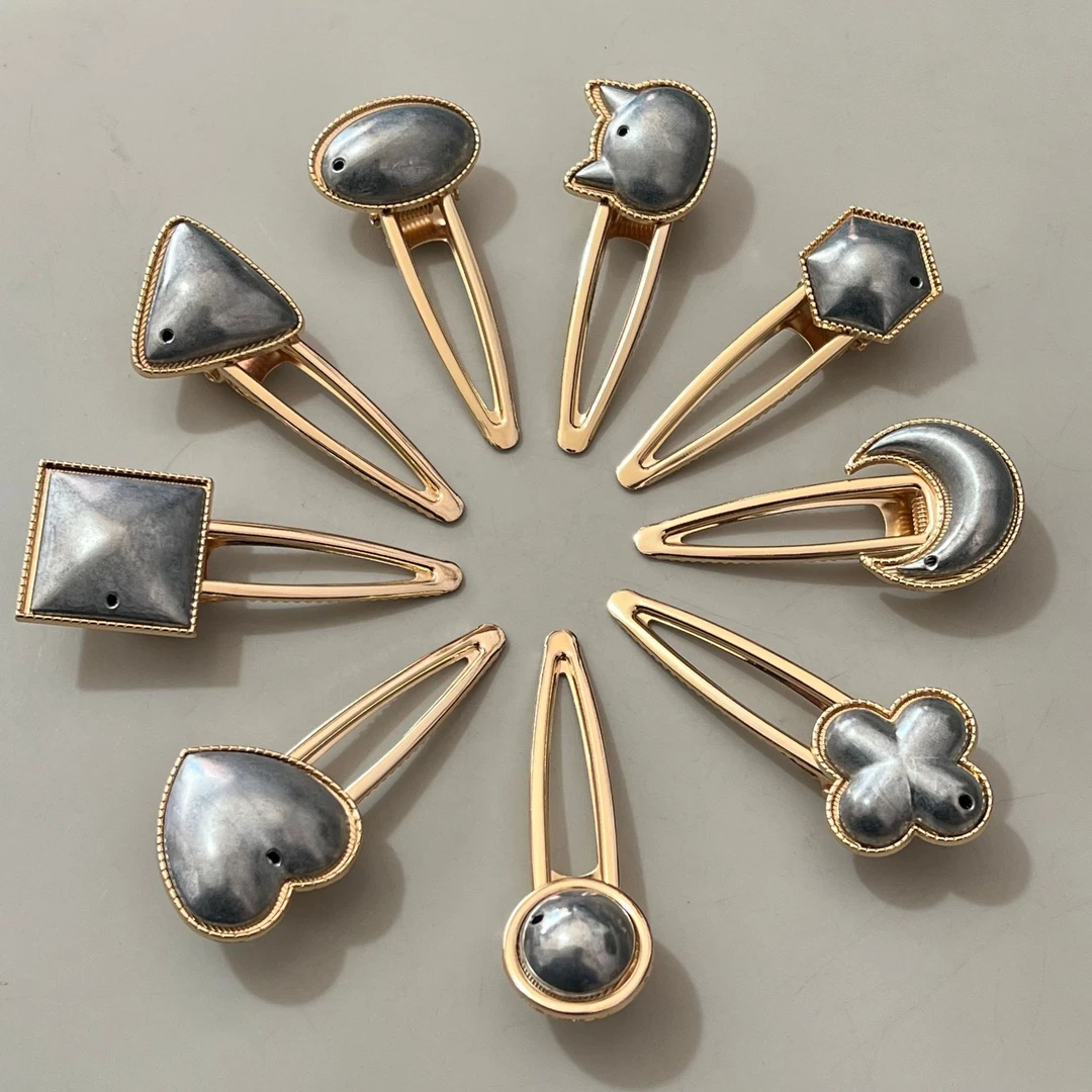 DIY宋锦发夹合金饰品夹布艺底托鸭嘴夹圆形边夹配件宋锦底夹