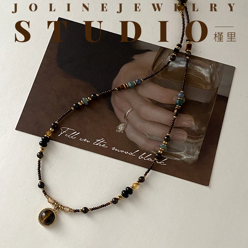 「松烟」复古串珠项链女2025新款爆款锁骨链小众配饰