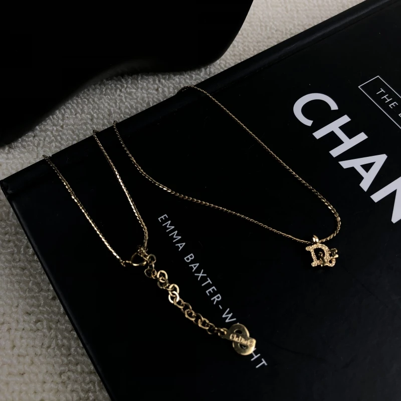95新 DIOR/迪奥 Dior金色立体CD项链