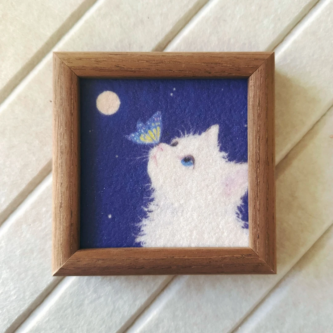 金亭沙画【猫猫蝶】装饰画电视柜摆画斗柜装饰画摆台创意摆画