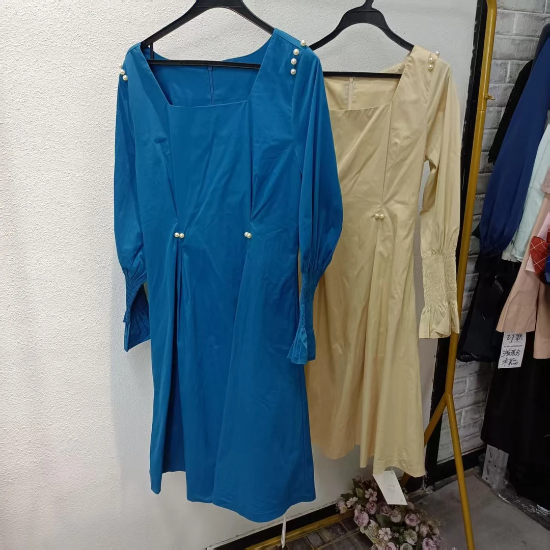 唯琳剪标   8仓A2-4-7001款   方领长袖连衣裙长95