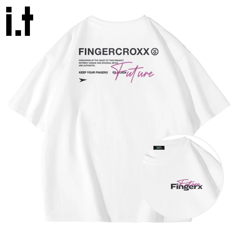 it Fingercroxx情侣短袖t恤男2025夏季美式复古正肩纯棉圆领体恤