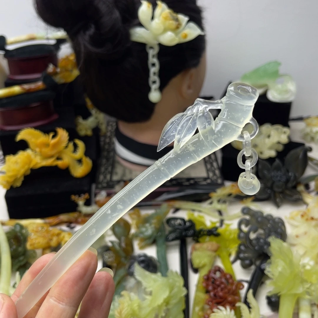 【闪购商品】蛇纹石玉未镶嵌发饰小****点