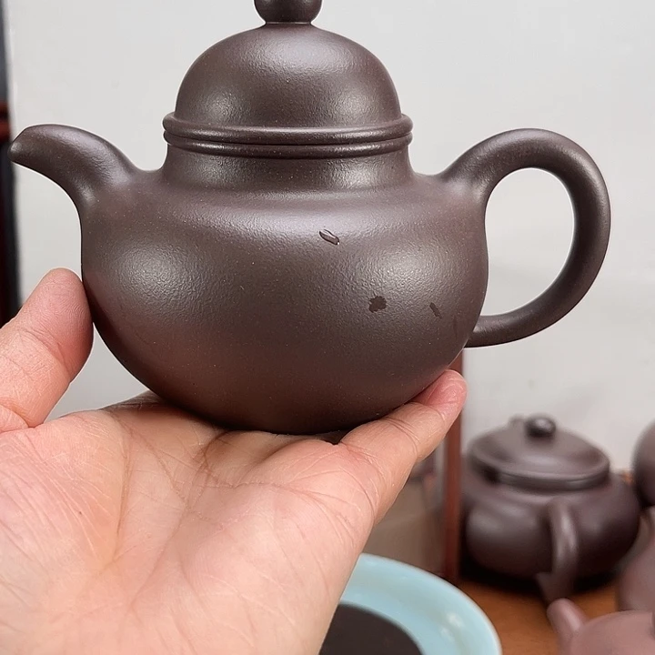 曲***武茶壶紫砂大水潭天青掇球全手