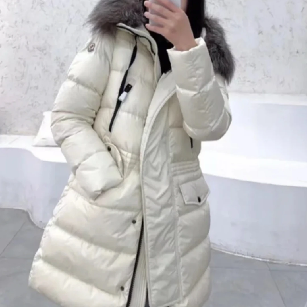 99新 MONCLER 蒙口/Moncler 白色中长款羽绒服外套 000933