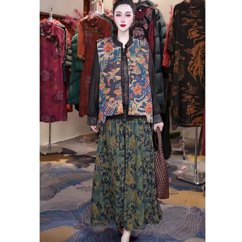 【有口袋】2025新款棉麻半身裙夏季中长款碎花显瘦高腰春夏裙子