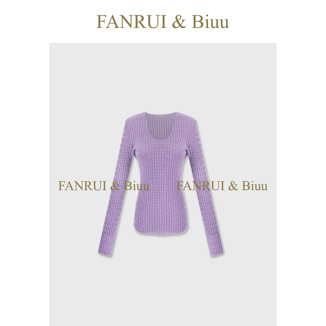 FANRUI/泛芮「迷幻漩涡」立体颗粒减龄高级感百搭打底上衣B19494