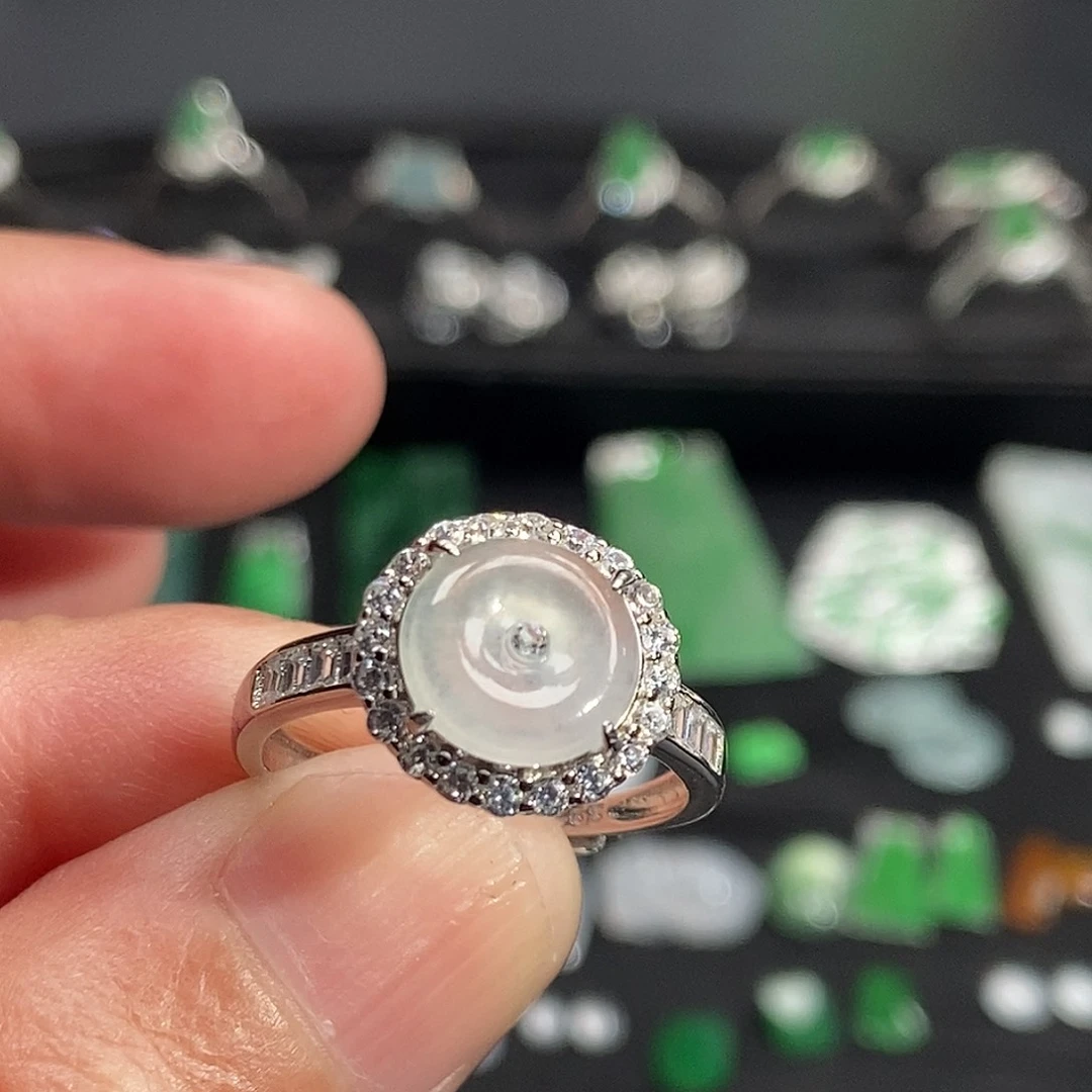 翡翠银S925镶嵌戒指