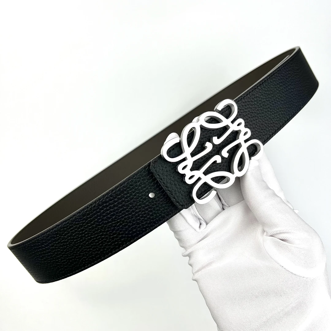 高端男士男款潮流双面百搭真皮牛皮纯钢扣裤腰带皮带带扣黑色时尚