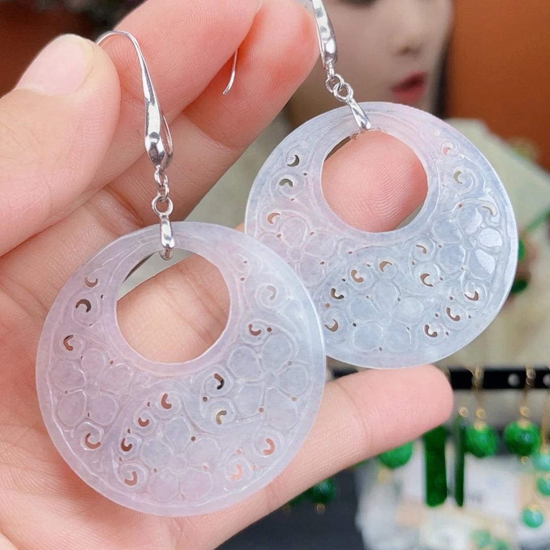 翡翠银S925镶嵌耳饰