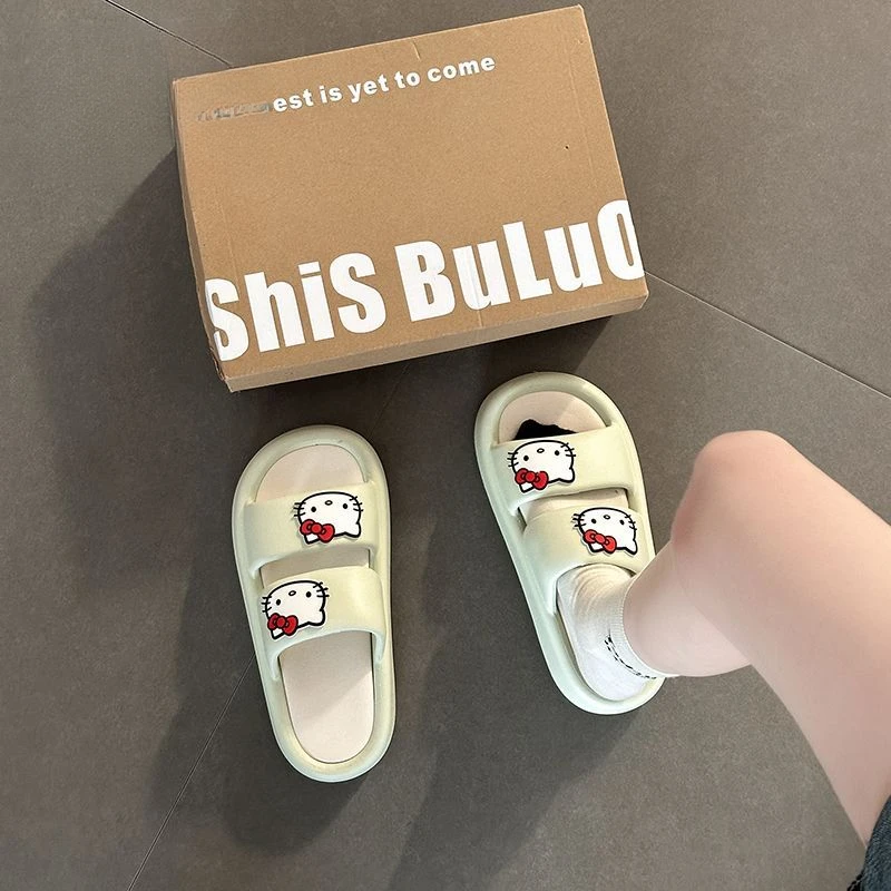 时尚百搭卡通可爱凯蒂猫凉拖鞋女2025春夏季新款时尚凉鞋一字拖鞋