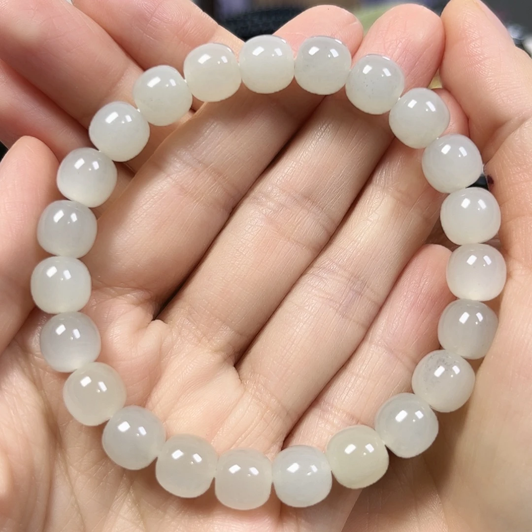 和田玉未镶嵌手串卡9老形珠珠宝级货头