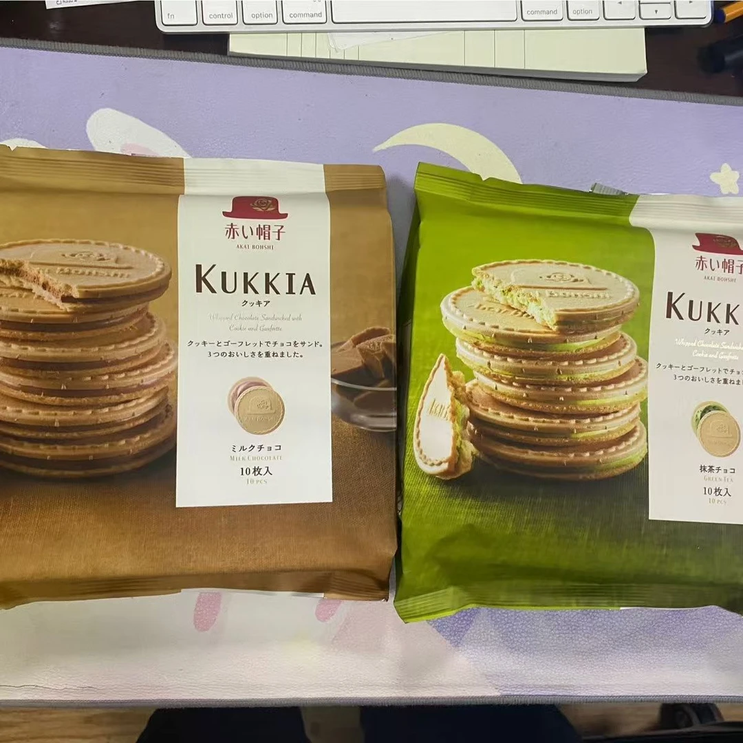 日本千朋红帽子牛奶巧克力抹茶味饼干