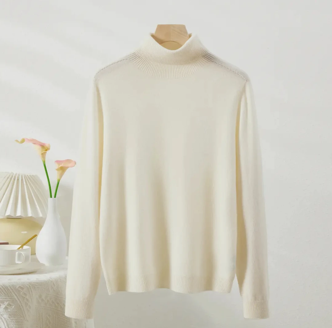 【加厚高领】百搭时尚简约100%羊毛衫女纯色百搭打底针织衫6705