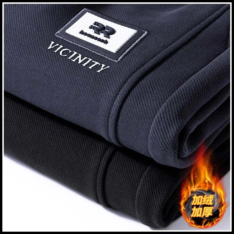 香港秋冬季加绒卫裤男2024新款加厚束脚休闲裤男士运动裤子春秋