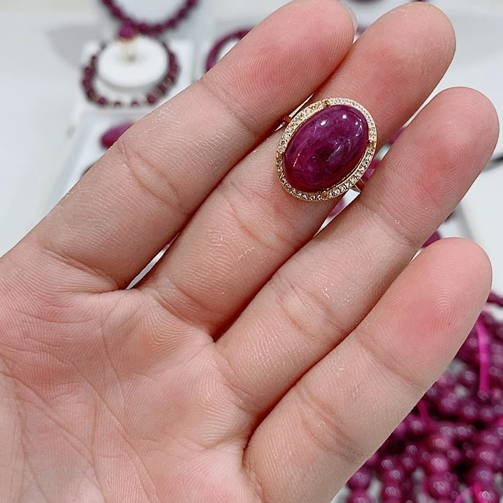 戒指银S925镶嵌红宝石