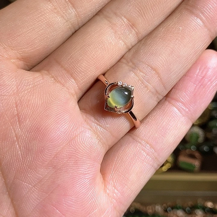 【闪购商品】银S925镶嵌戒指和田玉（碧玉）