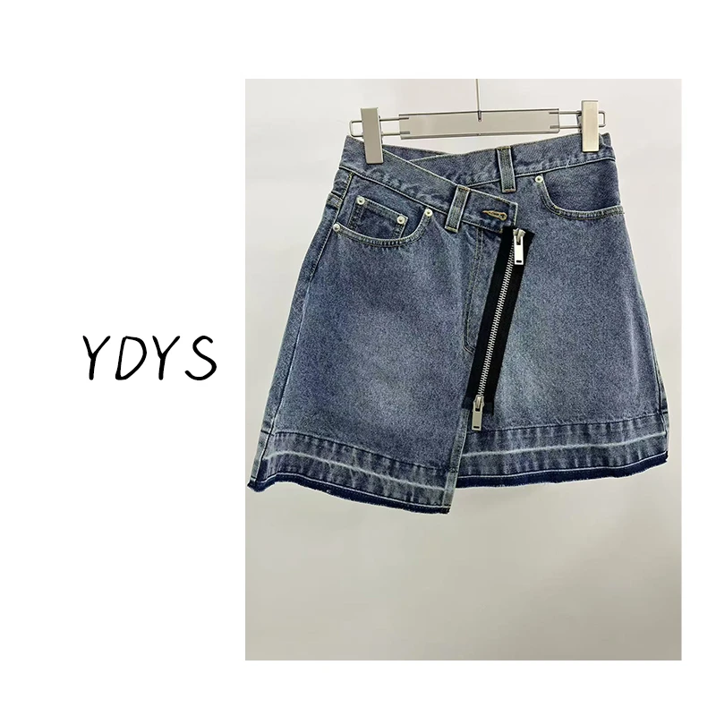 【YDYS】25Y00062 2025新款时尚气质小众水洗拉链牛仔裙