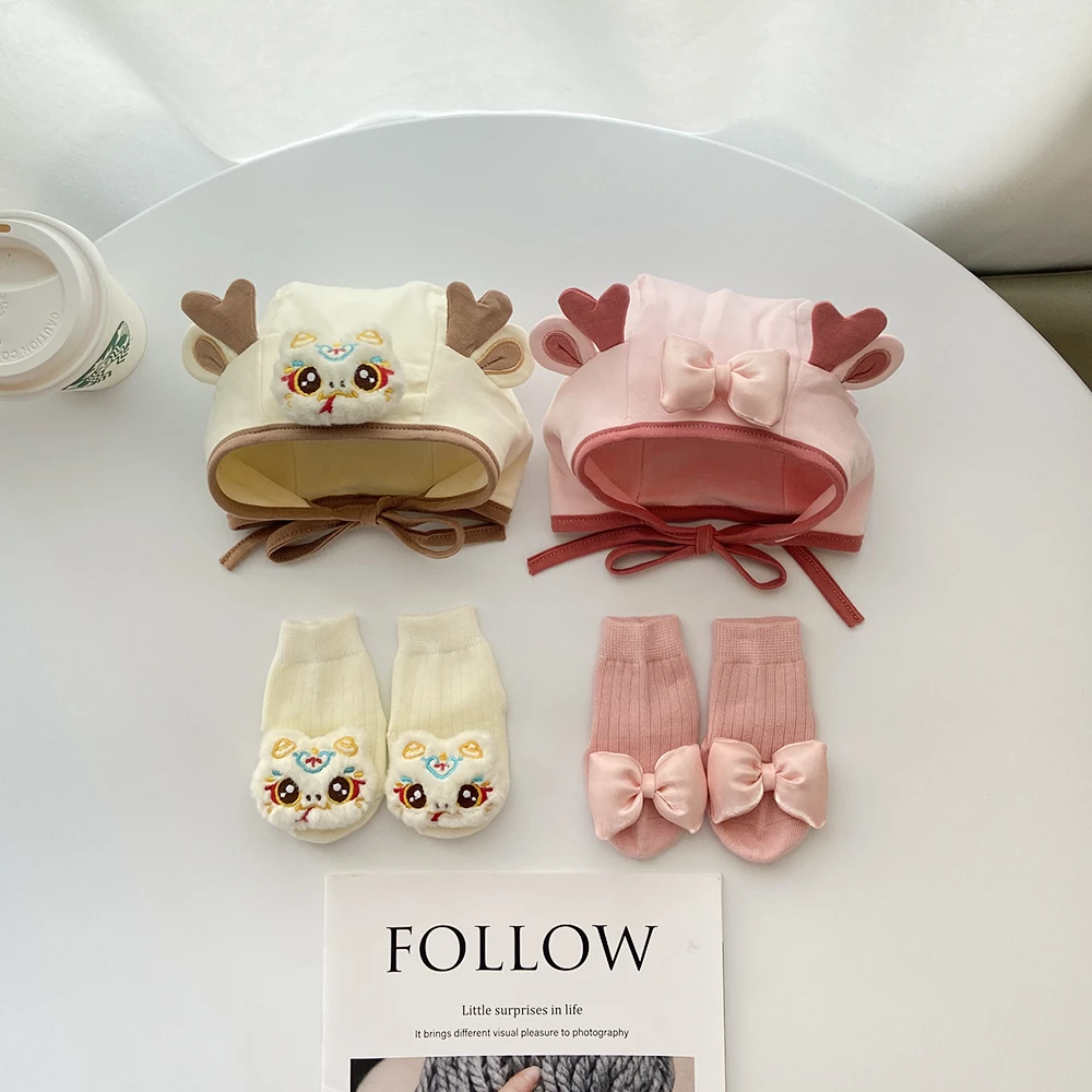 婴儿帽子袜子春秋款男女童小月龄婴幼儿宝宝胎帽护囟门护耳包头帽