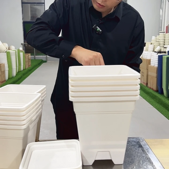正品方盆口16高18白色5只带托