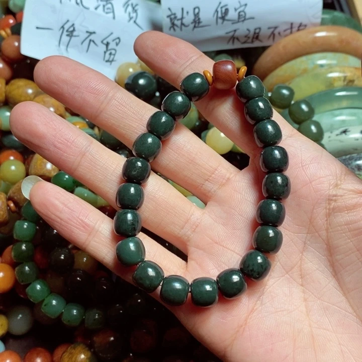 岫岩河磨玉（透闪石质玉）手链未镶嵌