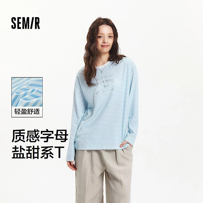 森马长袖T恤女oversize2025夏新款圆领109325101001