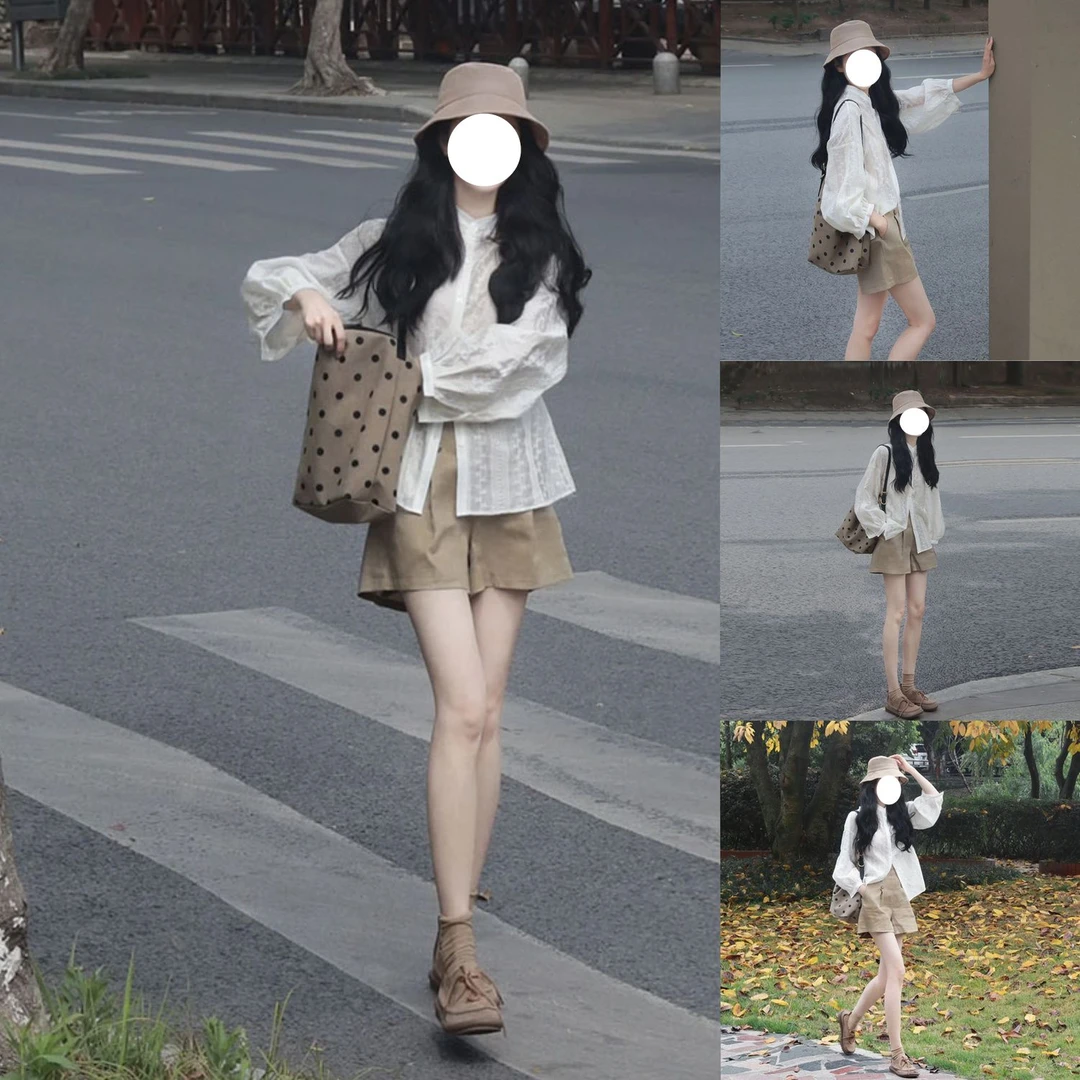 【清仓】夏季小个子盐系穿搭显瘦网红时尚轻熟港风炸街上衣短裤两件