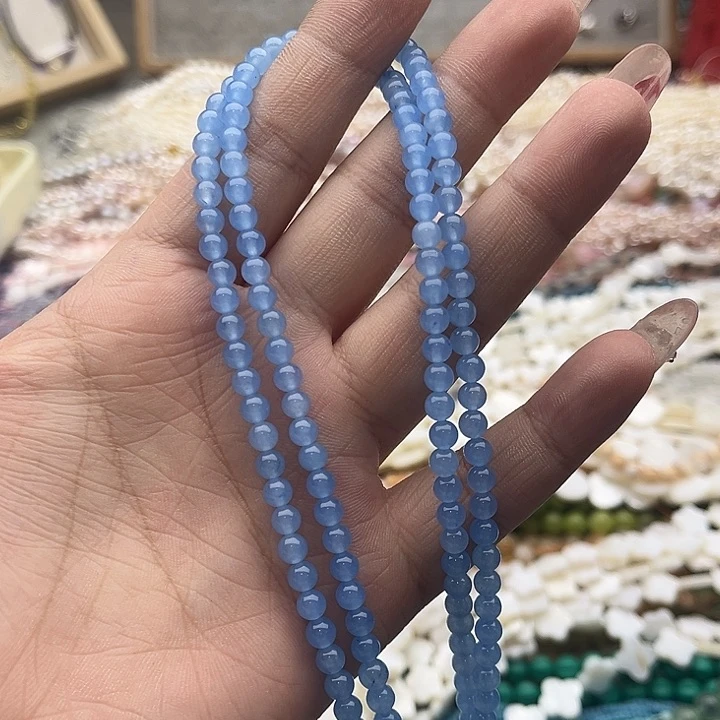 玛瑙/玉髓珠宝半成品未镶嵌一条4mm左右海蓝宝