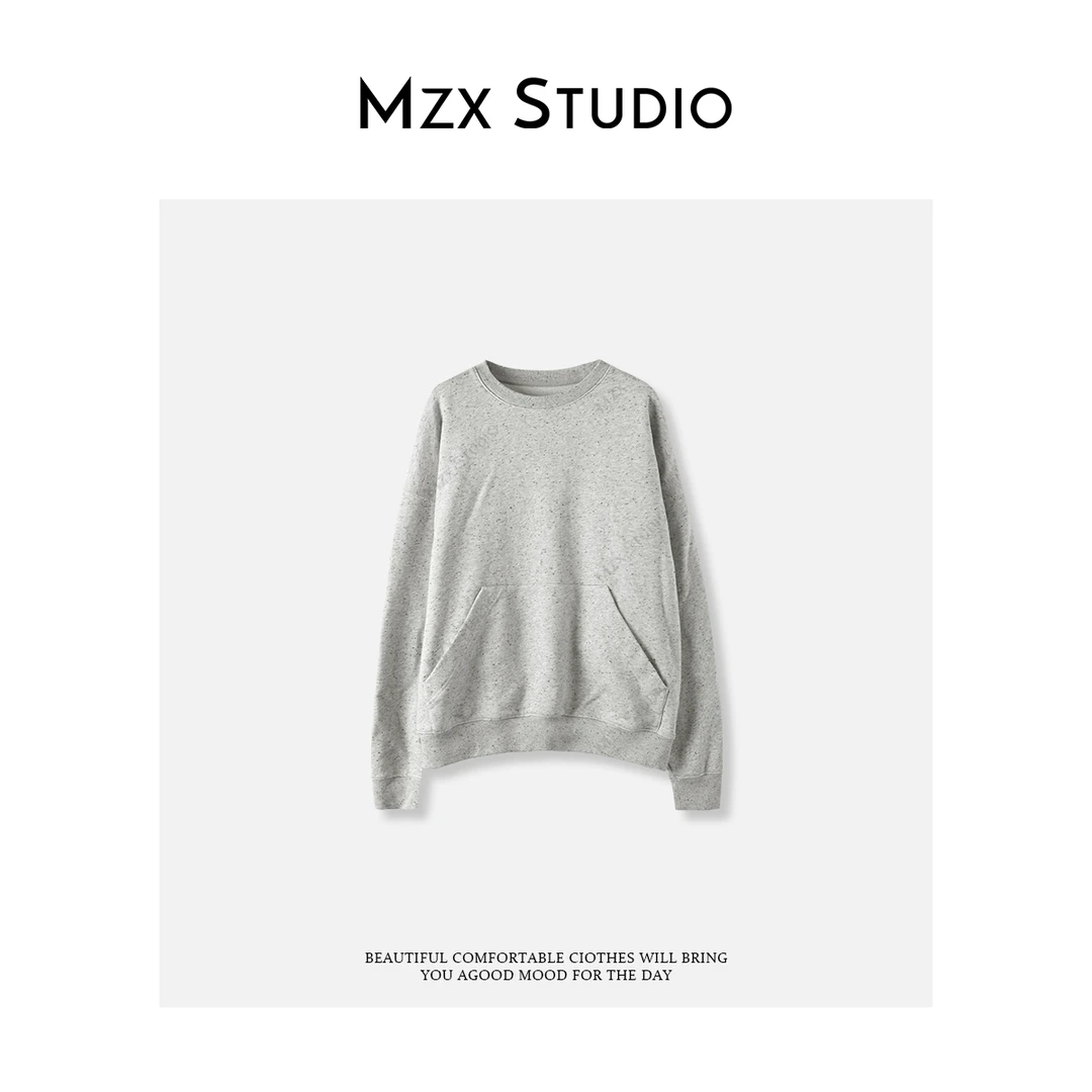 MZX 秋季羊毛交织花纱面料高克重长袖卫衣 SY10366-P