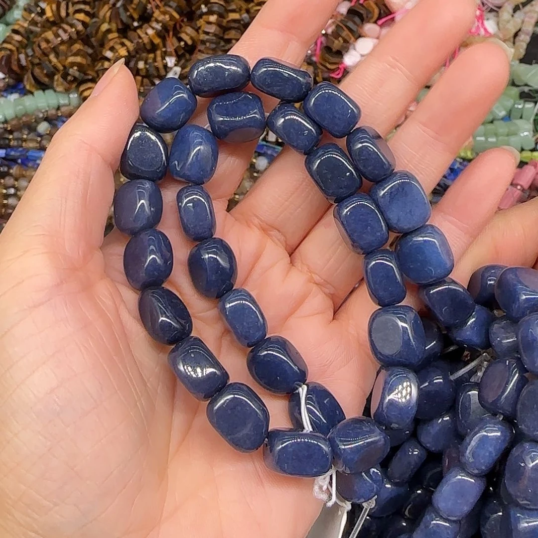 玛瑙/玉髓合金珠宝半成品蓝东陵玉9mm一条