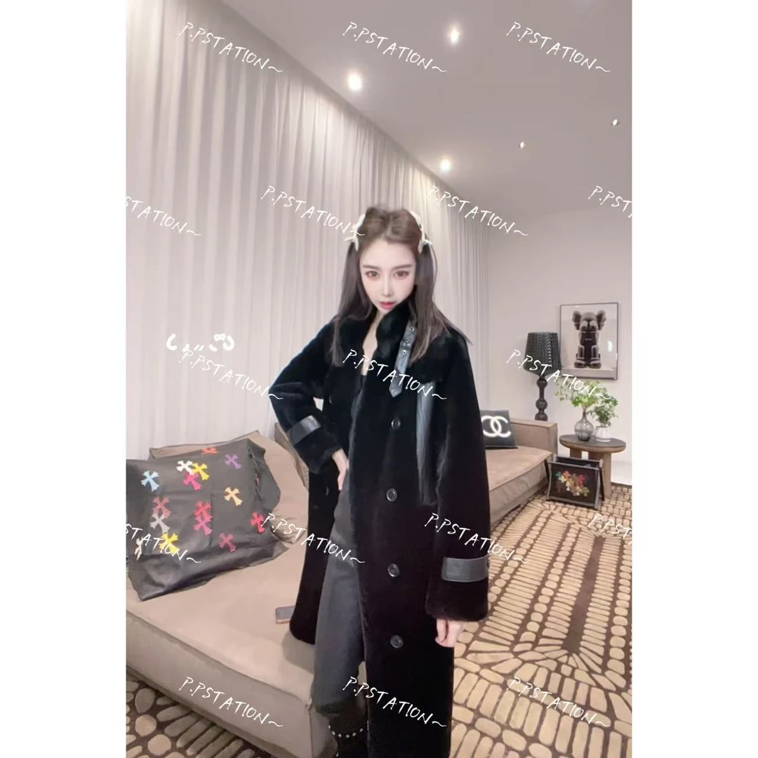 PP 2026 | 浮生若梦 秋冬暖系风黑色长款领带皮毛一体外套63017