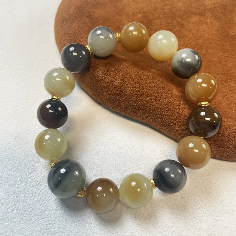 珠联帮【18K】和田玉1.2（楼兰三色）+1.3青花单圈手串（多样性发其一）