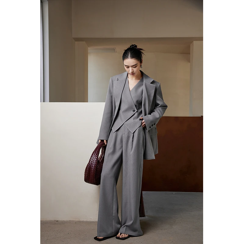 WANGXO温峥嵘同款｜TR编织肌理｜极简row风西装/马甲/西裤三件套