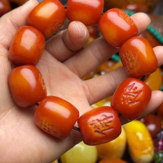 琥珀（花珀）手串未镶嵌蜜蜡